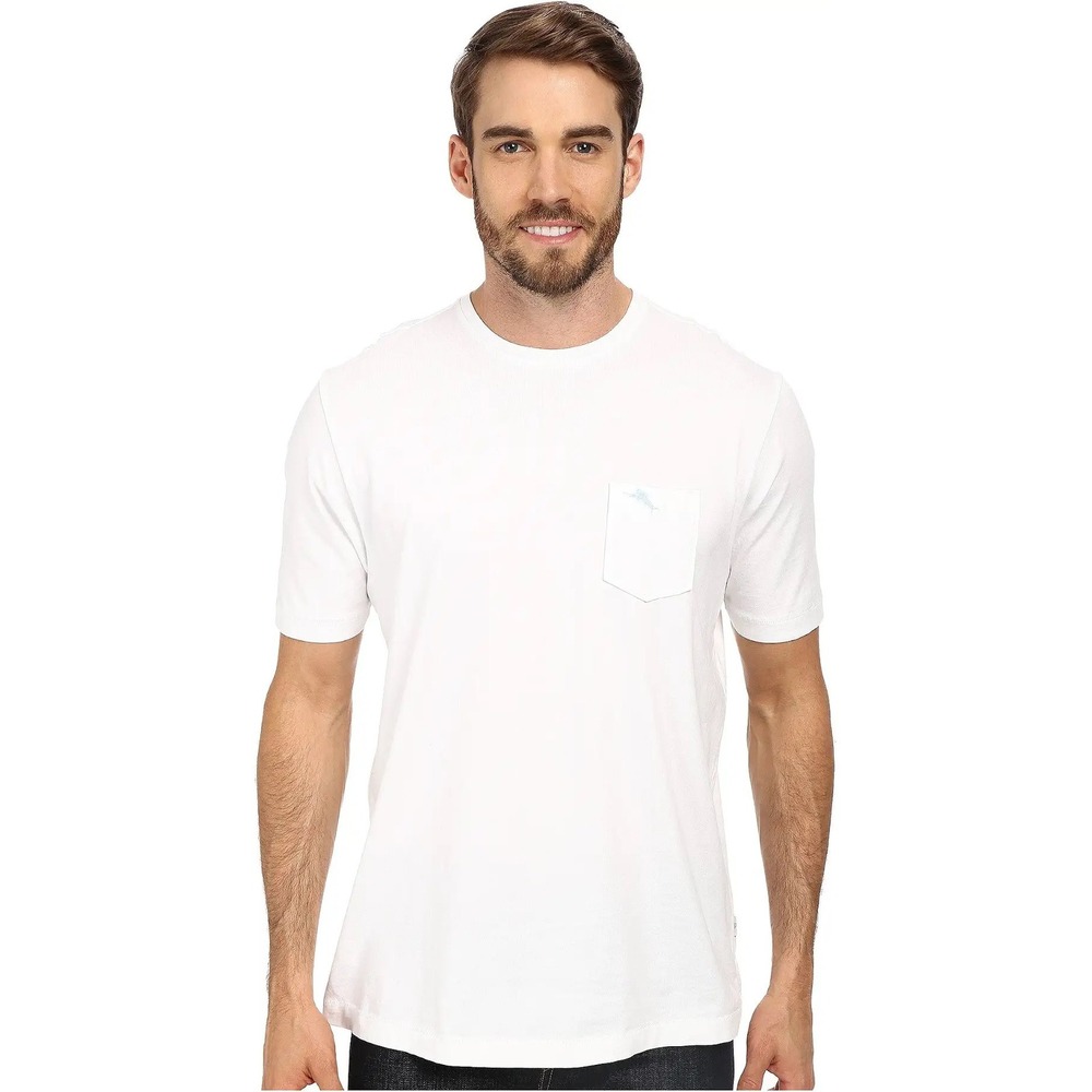 NWT Tommy Bahama New Bali Skyline Tee White Pima Cotton Pocket T-Shirt XS